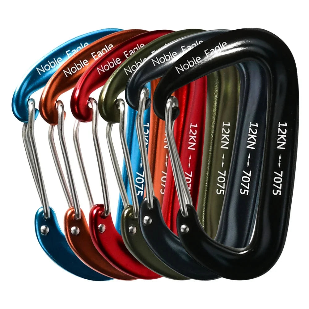 6-Piece 12kN Aluminum D-Ring Carabiner Set
