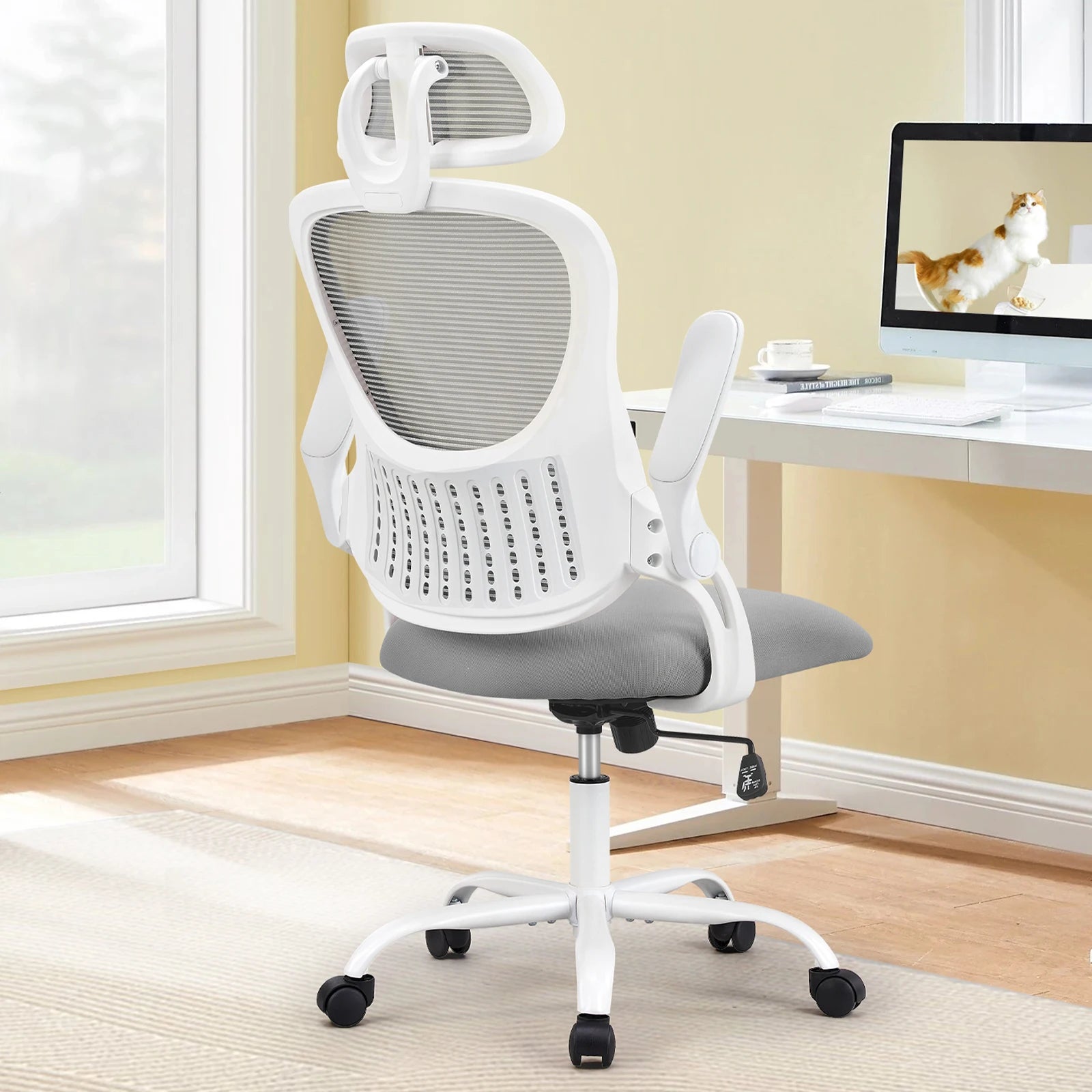 Ergonomic Mesh Office Chair with Lumbar Support, Headrest & Flip Arms
