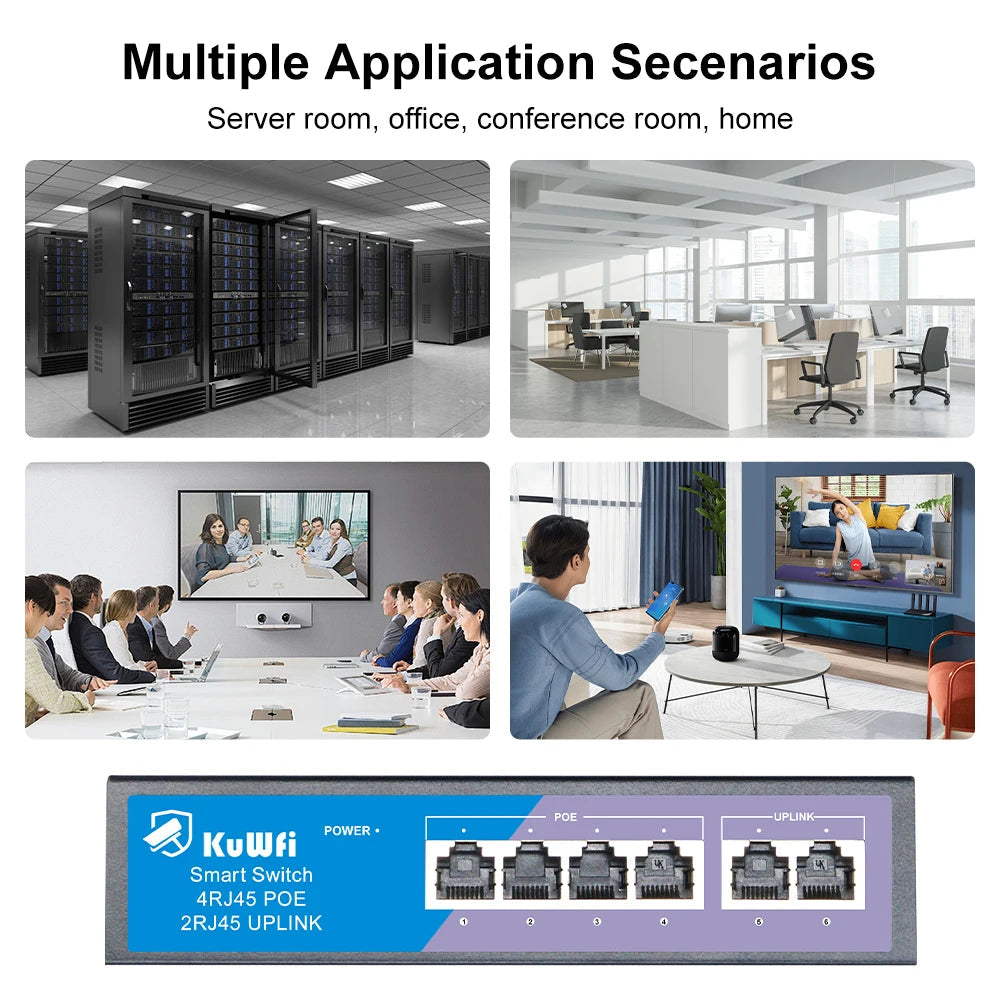 4/8Port POE Ethernet Switch 100Mbps 48V POE Network Switch with Fast RJ45 Uplink Port Support CCTV IP Camera Wireless AP Router