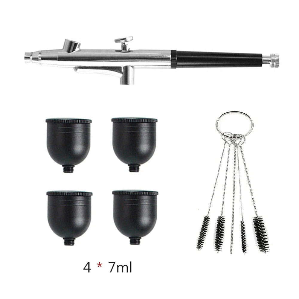 Airbrush Spray Gun for Painting Nails Modeling Crafts Cake Mini Spray Gun 0.3mm Nozzles Portable Airbrush Gun with Cleaning Kit