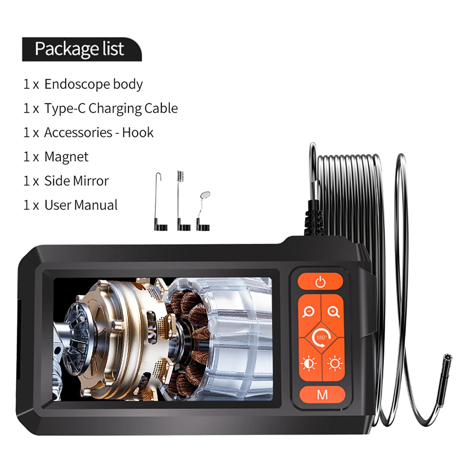 1080P HD Endoscope Camera with 4.3" LCD and 8 LEDs