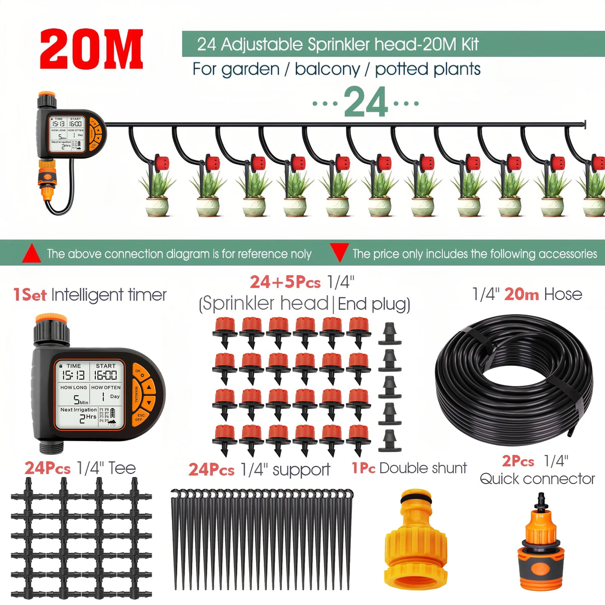 Automatic Garden Watering Timer Kit - Hose Options