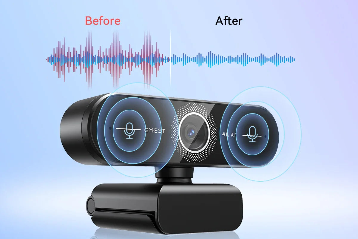 4K USB Webcam with Autofocus, Dual Microphones & Privacy Cover