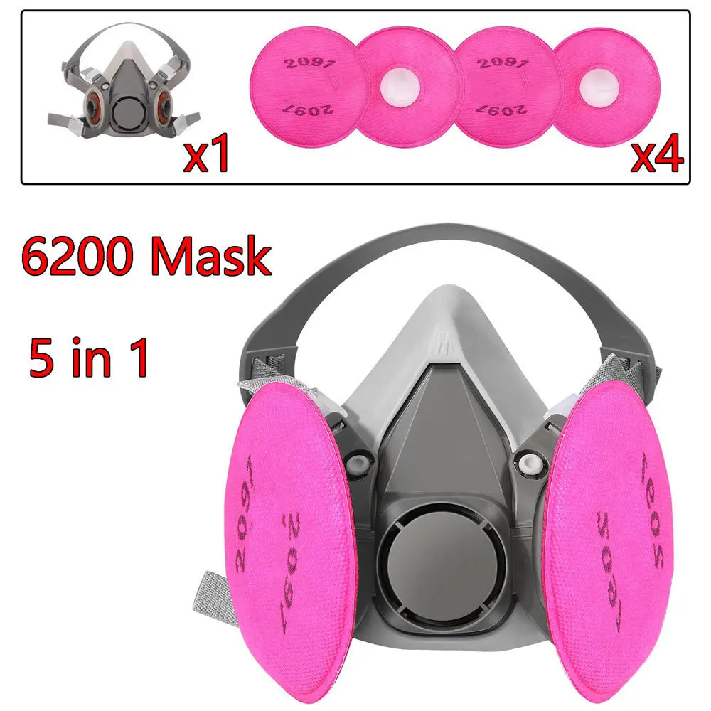 Kit maschera respiratoria semimaschera 6200 con filtri per vernice e gas