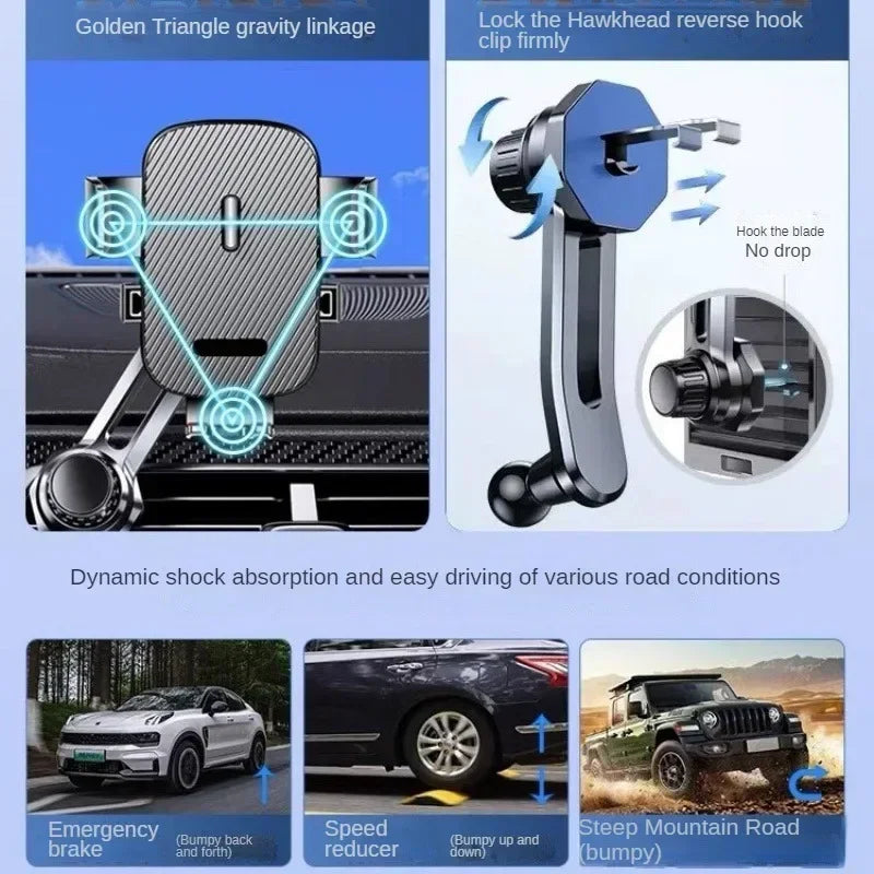 Suporte para telemóvel para ventilação do carro com gancho e mola