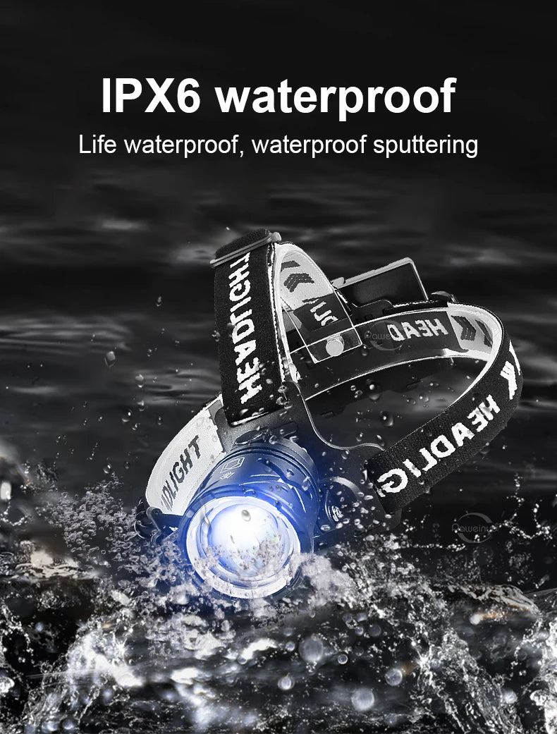 Super Powerful Headlamp High Power Headlights USB Rechargeable Head Lantern Ultra Bright LED Lamp Outdoor Hunting Fishing Lights