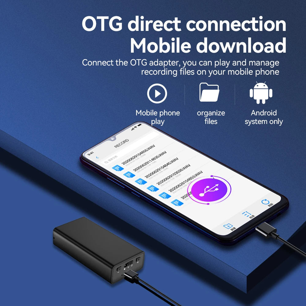 900Hours Small Sound Activated Voice Recorder 8G-64GB USB Flash Drive Audio Dictaphone Noise Reduce Magnet Attraction Mp3 Player