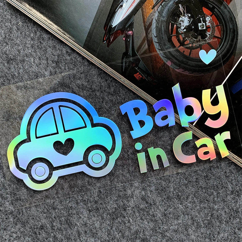 Αυτοκόλλητο Baby in Car με αντανακλαστικό ή ουράνιο τόξο – Σχέδια επιλογών