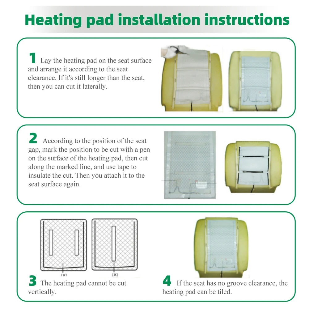 Uniwersalny zestaw podgrzewania foteli samochodowych 100W do zabudowy dla dwóch siedzeń