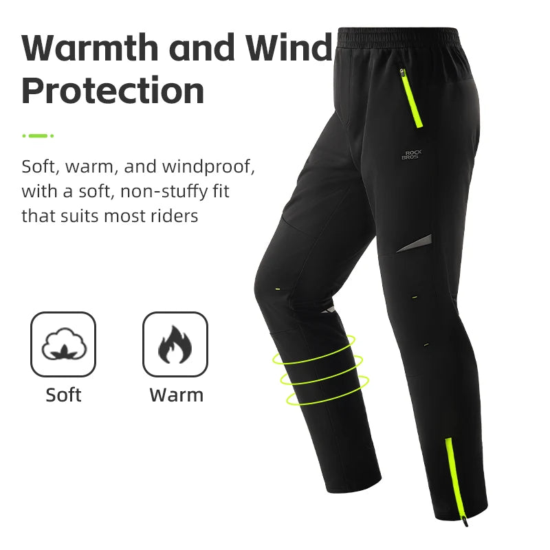 Winter Cycling Pants Fleece-Lined Windproof Reflective Trousers