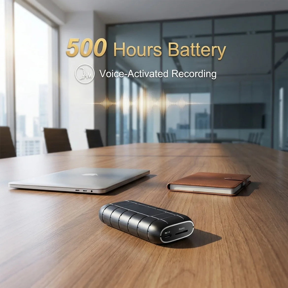 Mini enregistreur vocal activé par la voix avec batterie de 500 heures et support magnétique