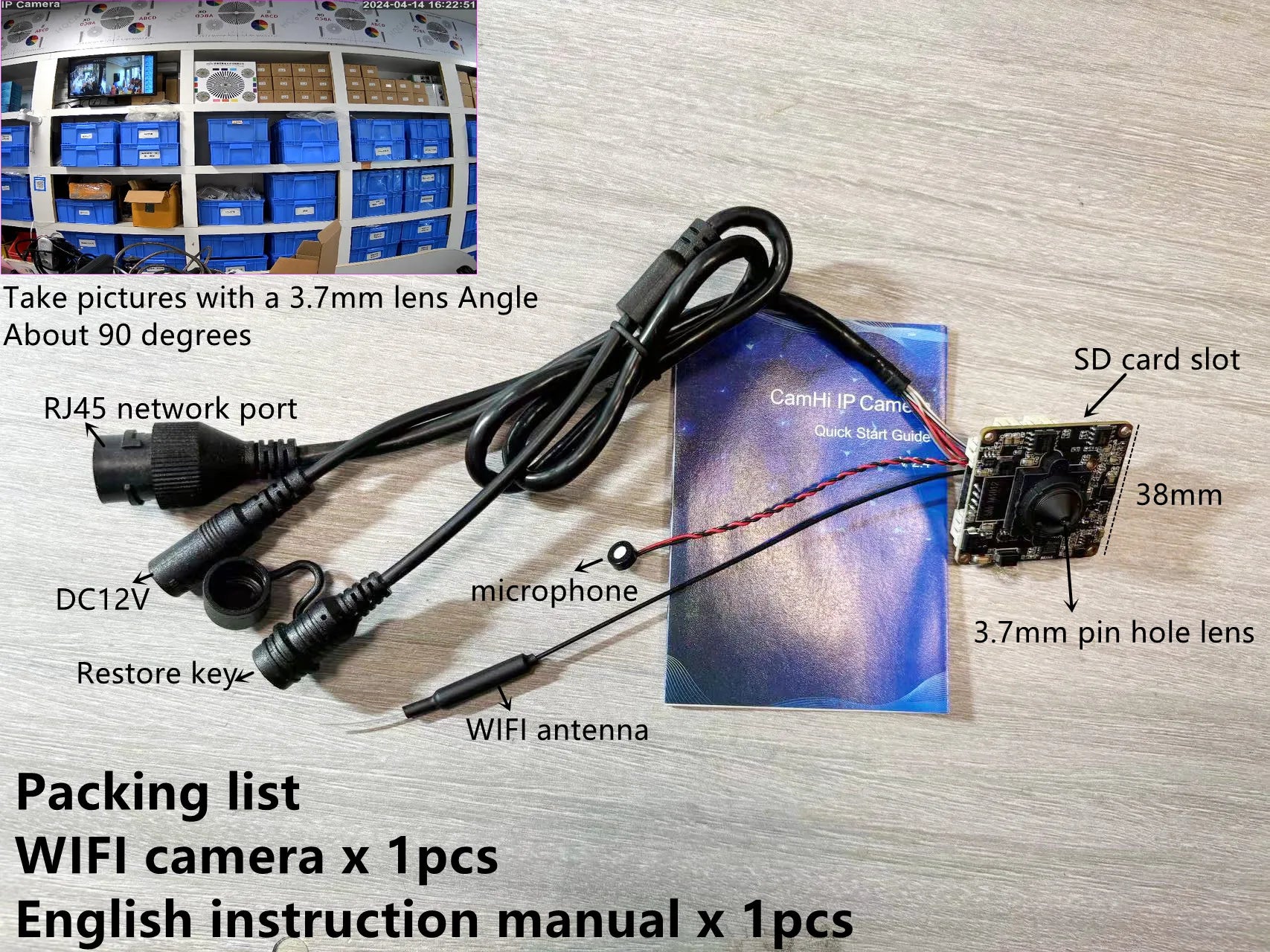 5MP 2MP 1080P HD Onvif P2P Size 38*38mm Audio Wireless IP Camera Module Mini Wifi SD Card Slot Camhi Home Security Camera System