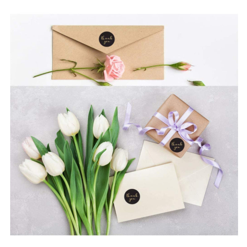 500Pcs 25mm Gold Pink Black Thank You Stickers Kraft Paper Sticker for Baking Wedding Decor Birthday Party Gift Sealing Sticker