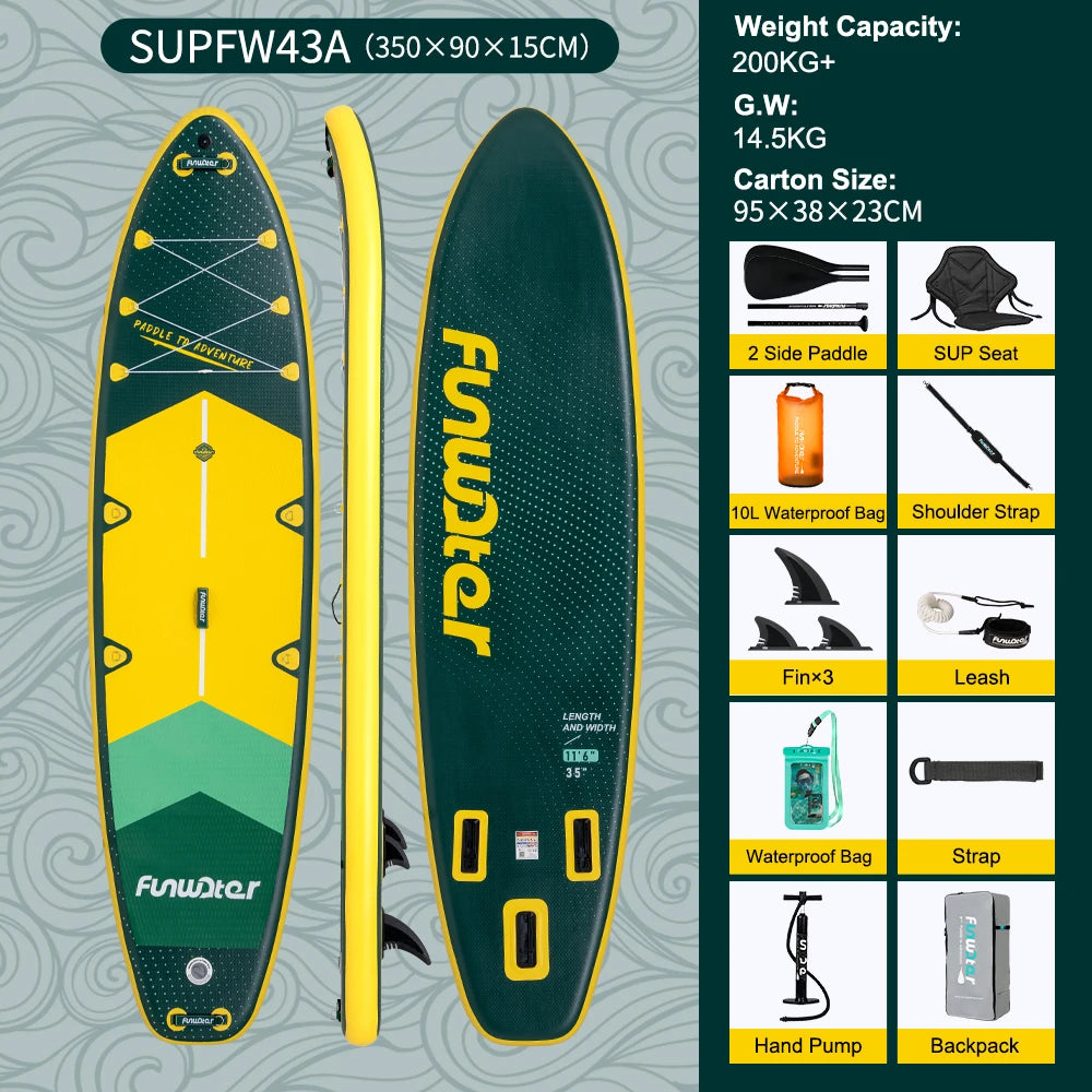 FunWater Inflatable Stand Up Paddle Board Paddling Board Surfboard Surf Sup Board 320-385CM Non-Slip Water Sport Paddle Board