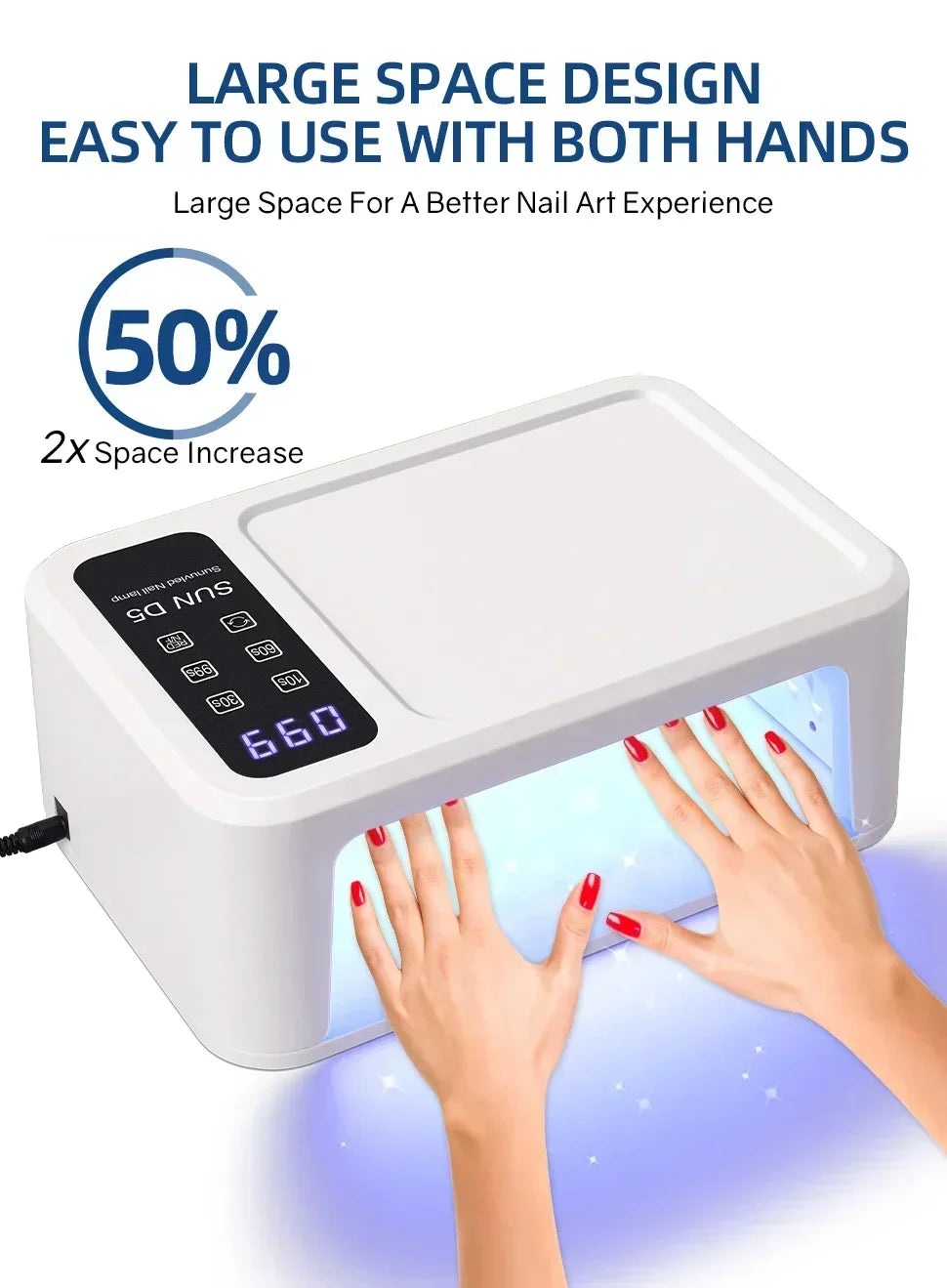 480W UV LED Nail Lamp with Large Space and Whitening Mode