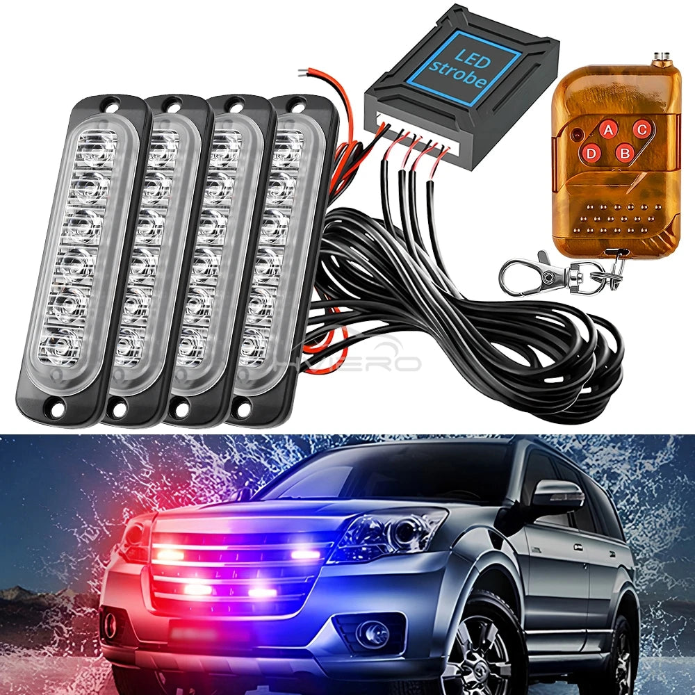 24LED Wireless Car Strobe Emergency Signal Flash Warn Light 12-24V Trailer Automatic Diode Truck Modification Accessories Modify