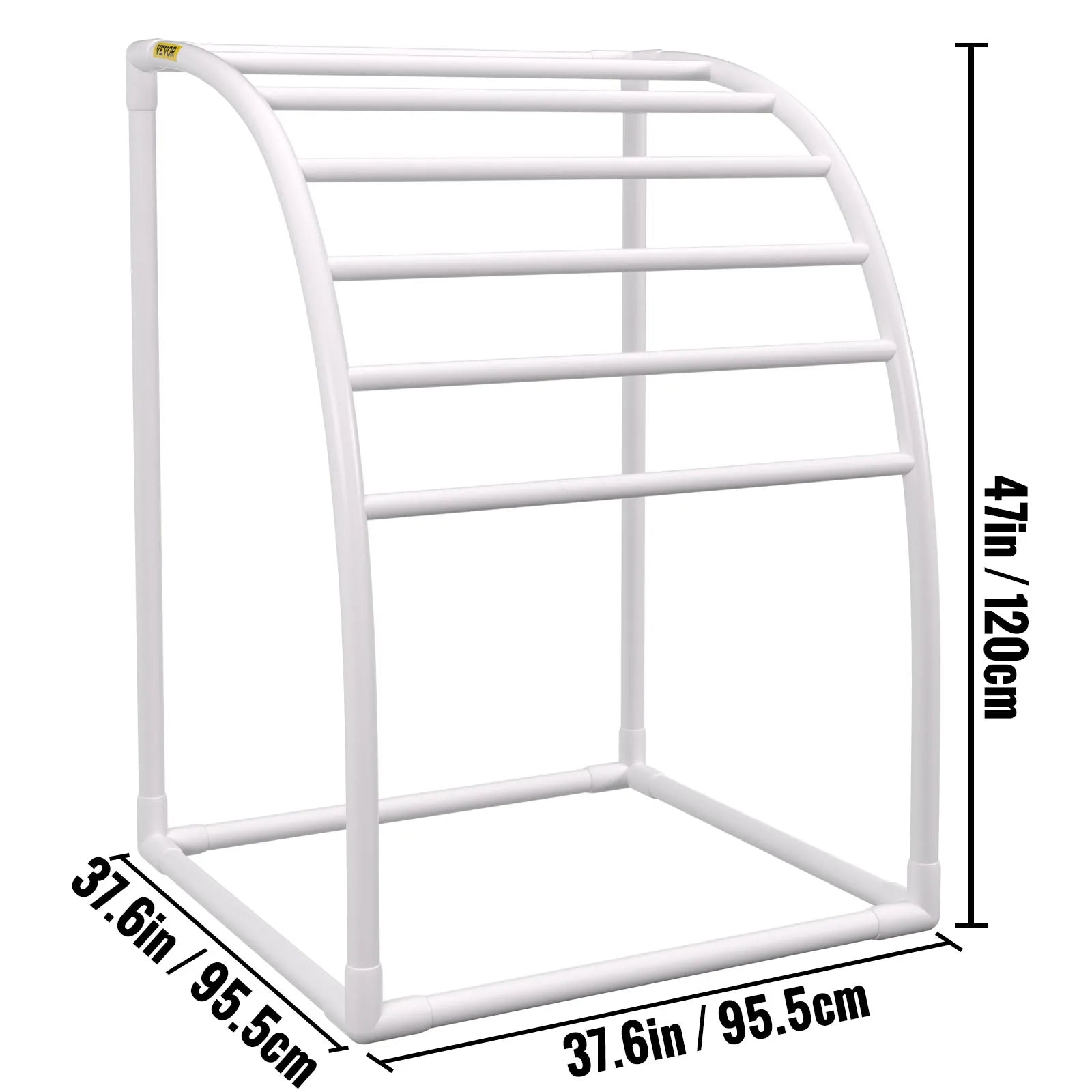 Portasciugamani da esterno per piscina con 5–8 barre, organizer autoportante in PVC