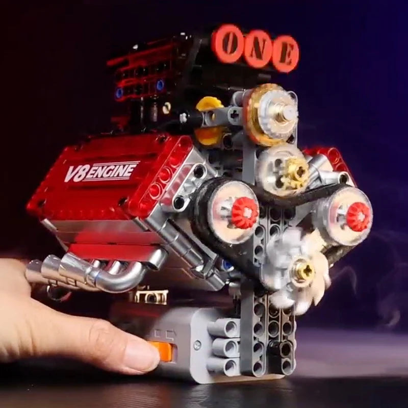 Motorised V8 Engine Brick Model - 478 Pieces