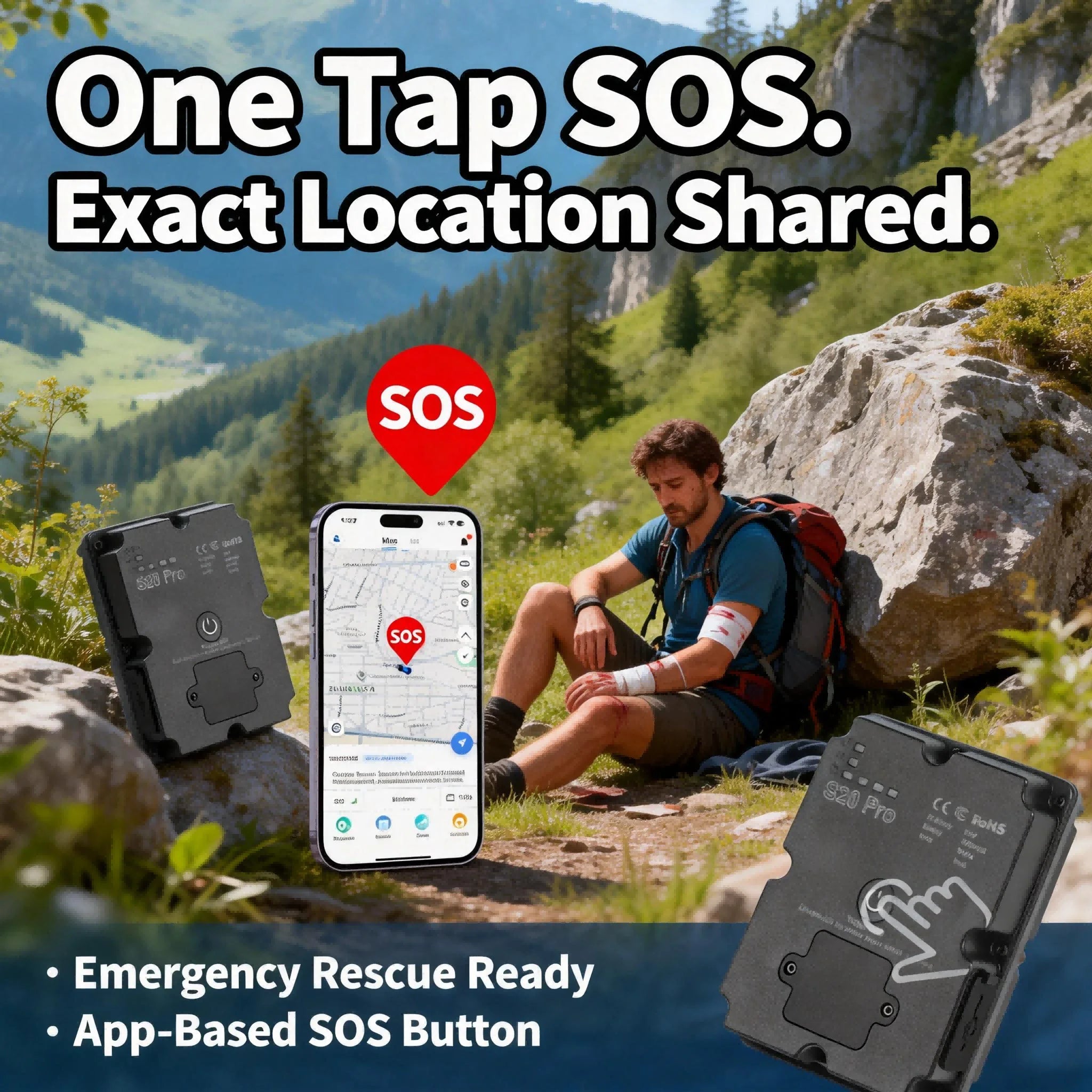 Traceur GPS 4G avec SOS pour Randonnée, Trekking et Sécurité en Plein Air
