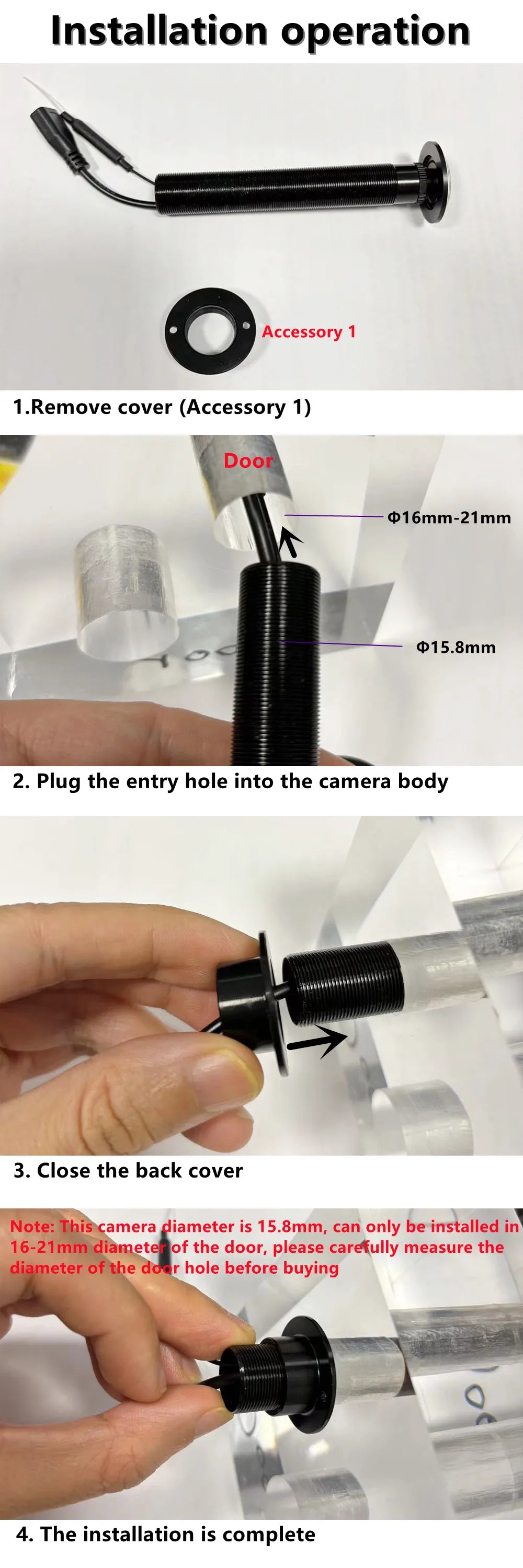 WiFi 16mm Door Peephole Security Camera 1080P