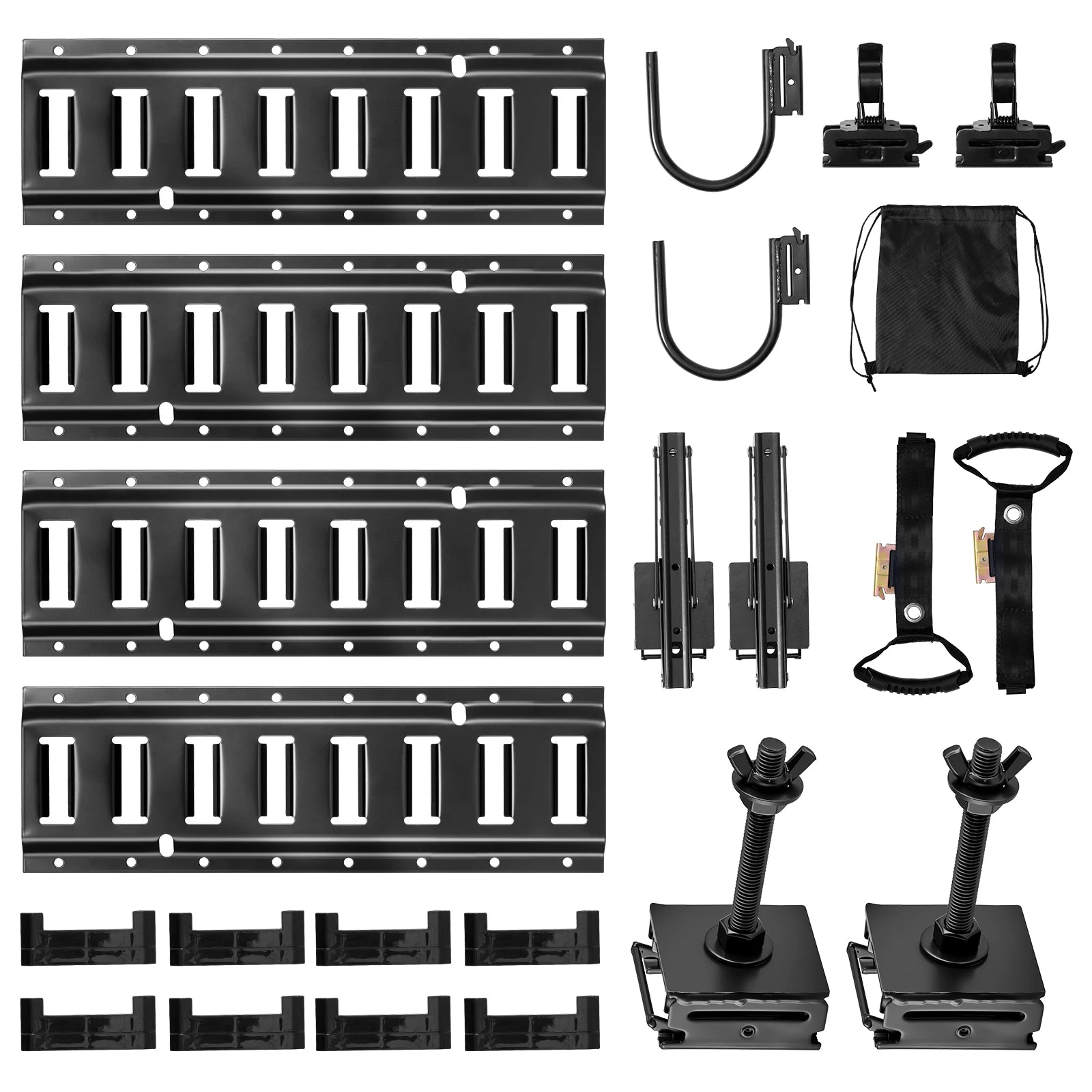 4 Pack E-Track Tie-Down Rail Kit with Hooks, Shelves & Tire Holders