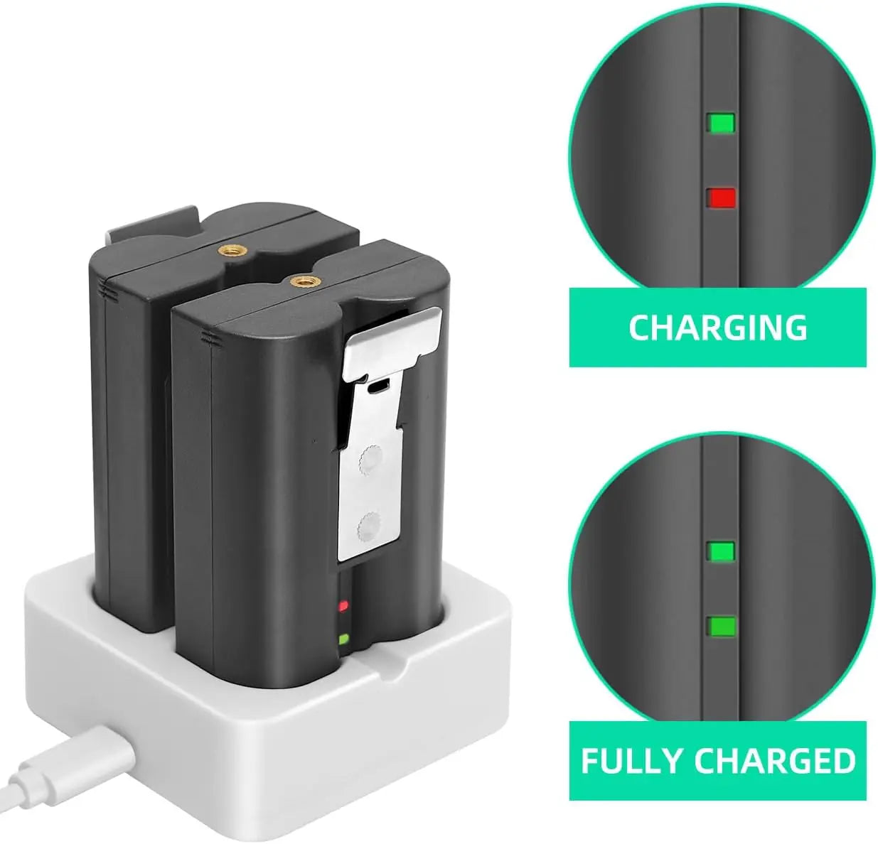 2-Pack 6040mAh Rechargeable Batteries with Charging Dock for Doorbells