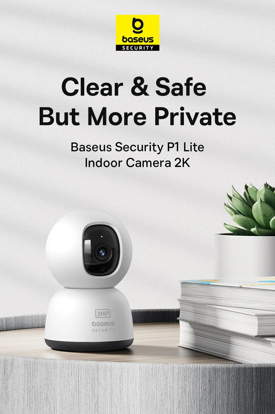 Baseus 3MP 2K Pan & Tilt Home Security Camera