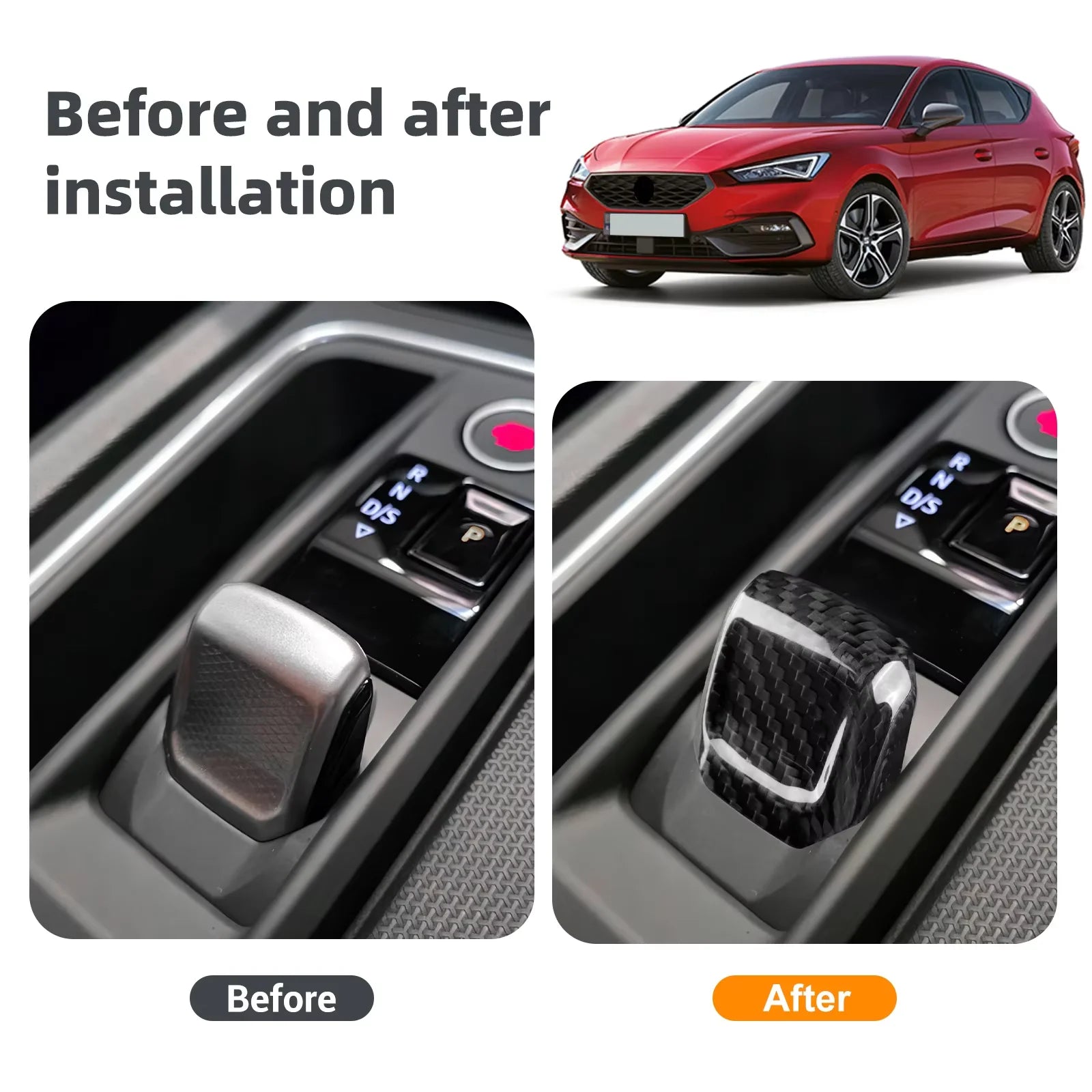 Carbon Fiber Gear Shift Knob Trim for Seat Leon and Cupra