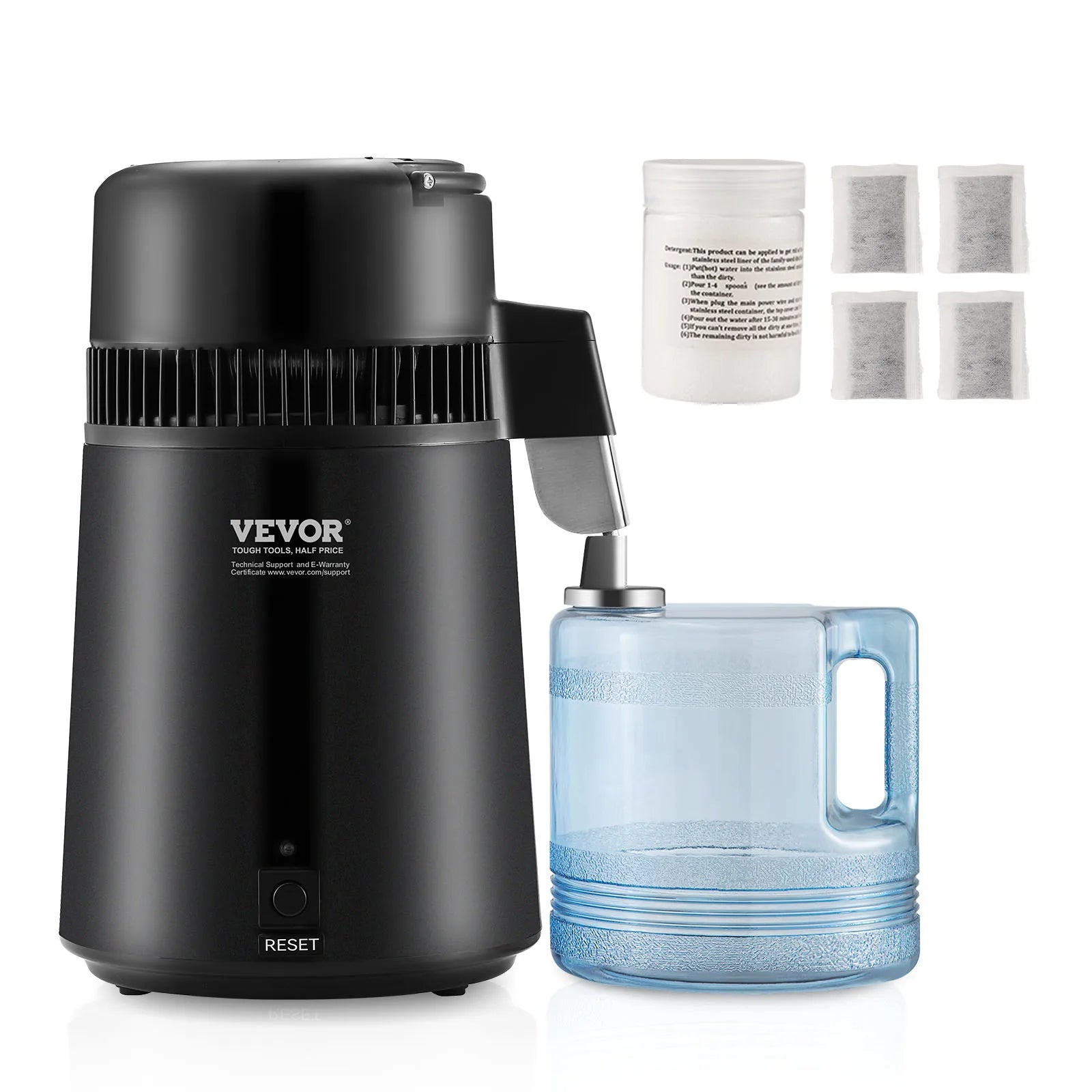 4L Countertop Water Distiller 750W Stainless Steel Purifier