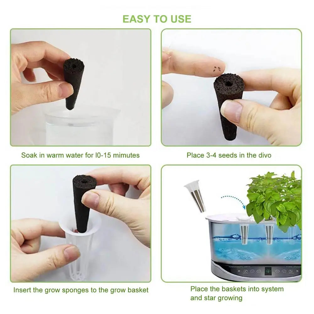 Seed Grow spongi, nadomestne koreninske spongije, rastni sponji za sadike, vtiči za kalitev semena, začetni sponji za semena, hidroponsko vrtnarjenje