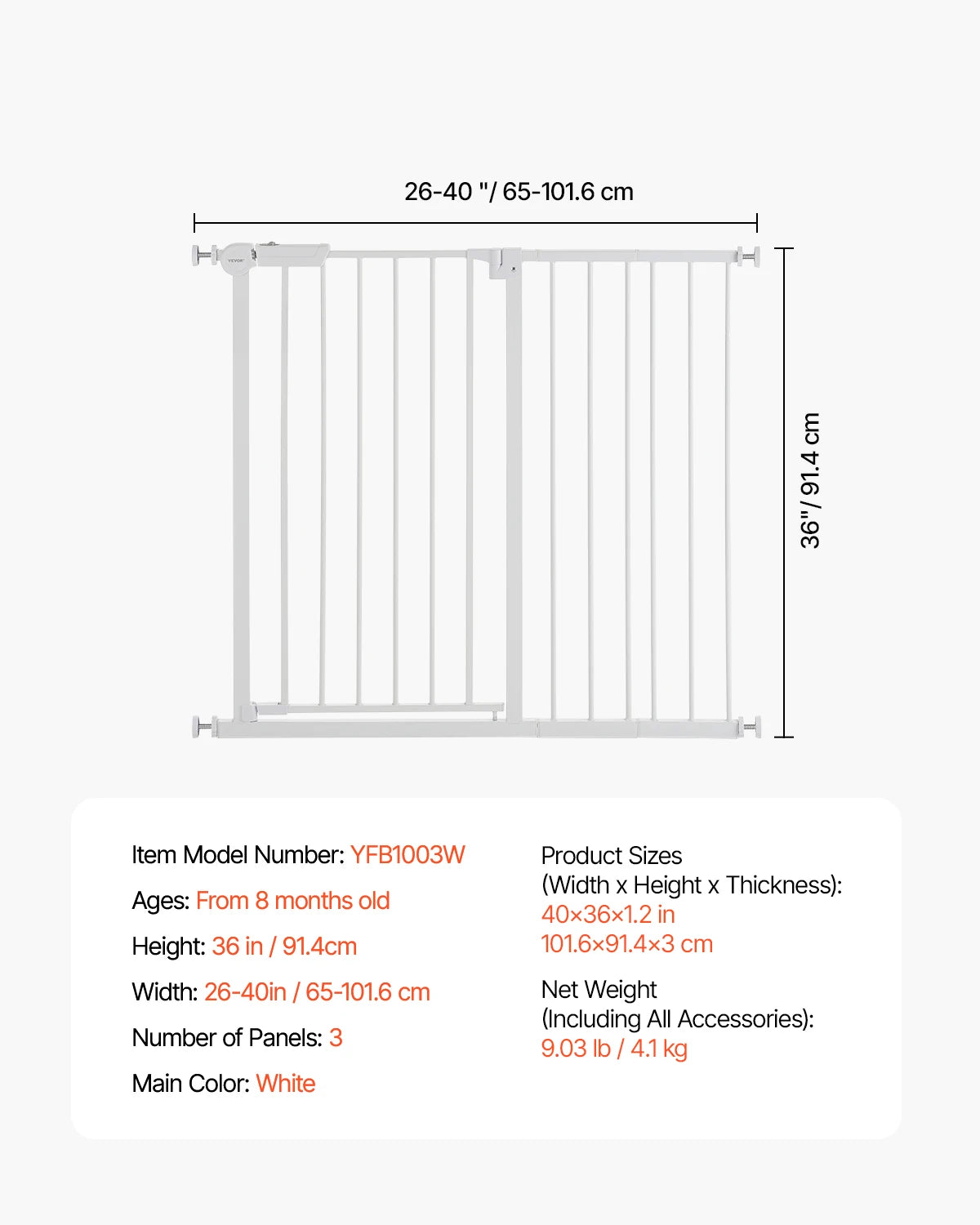 Adjustable Baby Gate with Auto-Close Door for Stairs and Doorways