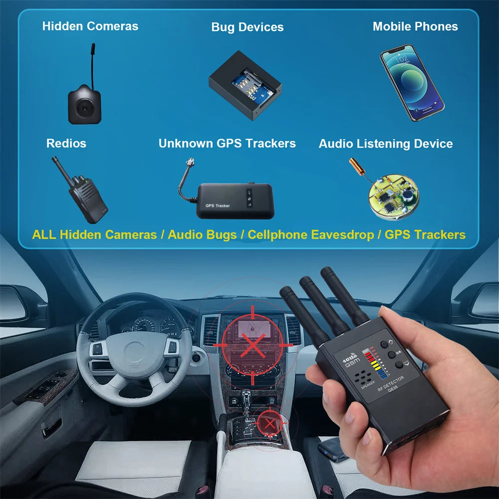 Latest Hot Sale G638 Anti Spy Detector Hidden Camera Infrared Scanner WiFi Bug Finder Wireless RF Signal GSM GPS Tracker Mini Le