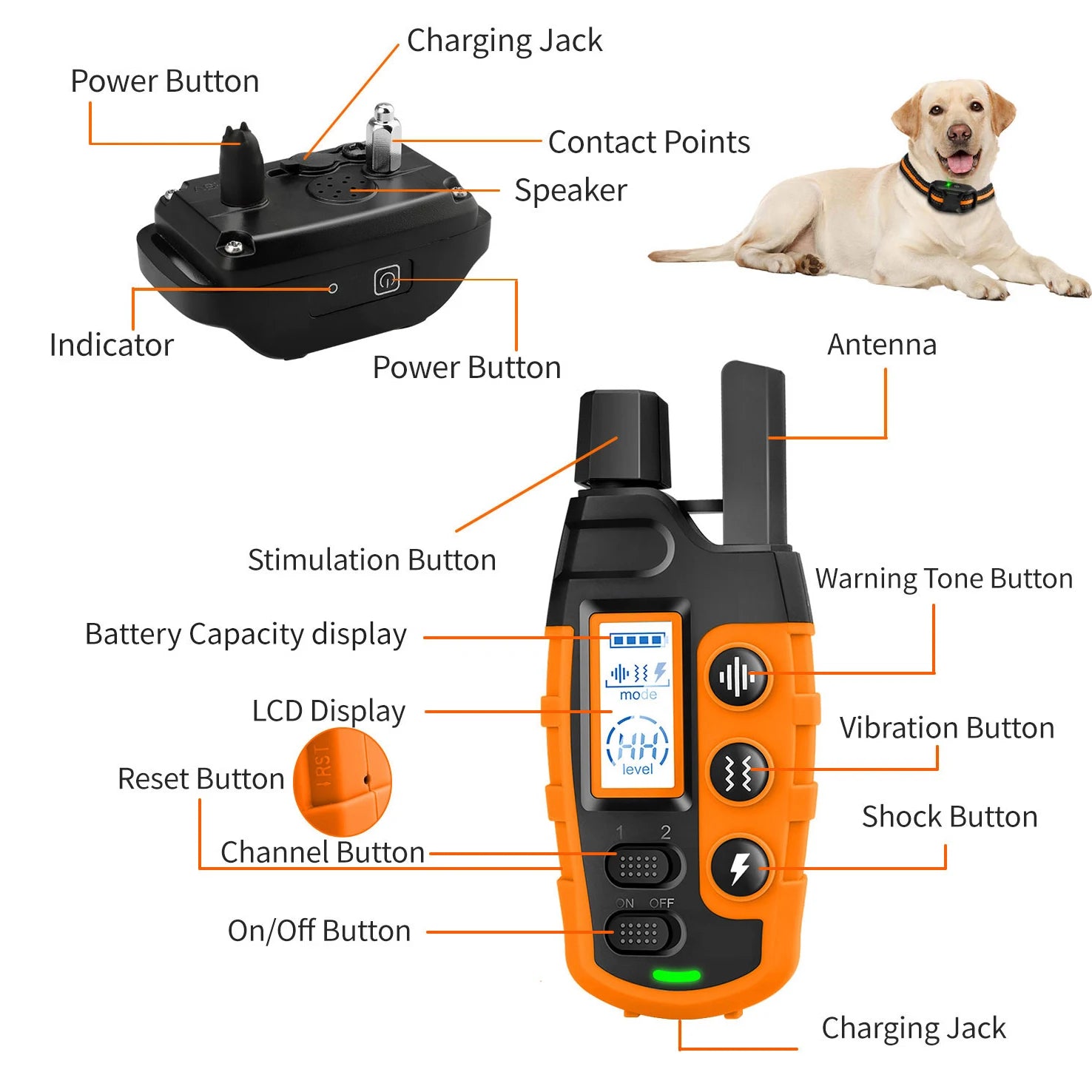 3300ft Remote Dog Training Collar Waterproof with Vibration, Beep & Shock
