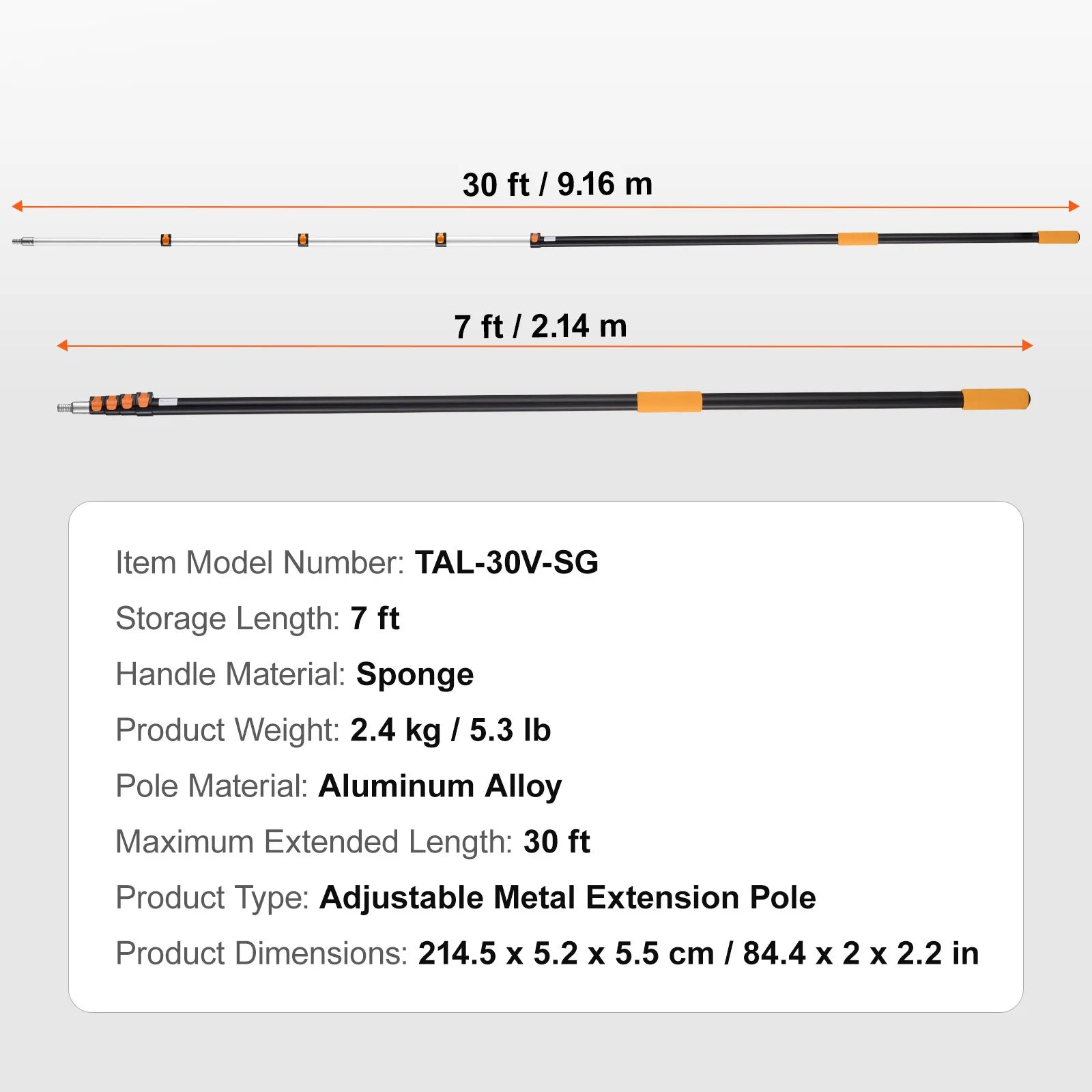 SucceBuy Telescopic Extension Pole Multi-Purpose Extendable Pole Sturdy Aluminum Alloy Paint Pole Extension Reach Roller Stick