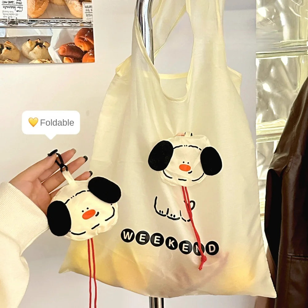 Sac de courses pliable avec motif de chien, grande capacité, portable, écologique et résistant, sac à main pour faire les courses