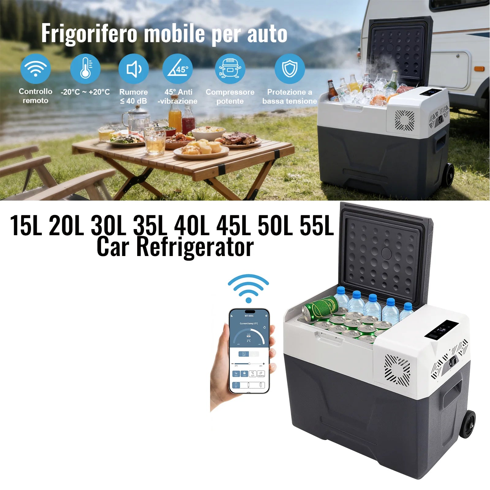 Portable Compressor Refrigerator Freezer 15L, 12/24V & 100-240V