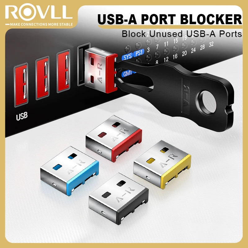 Ten USB-A Port Blockers with Removal Key