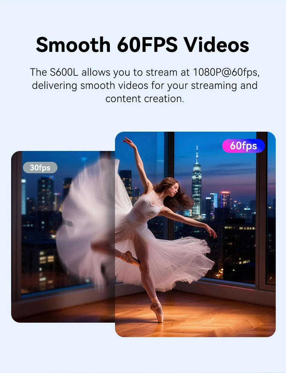 4K Webcam with Ring Light Autofocus 1080P 60FPS USB Camera