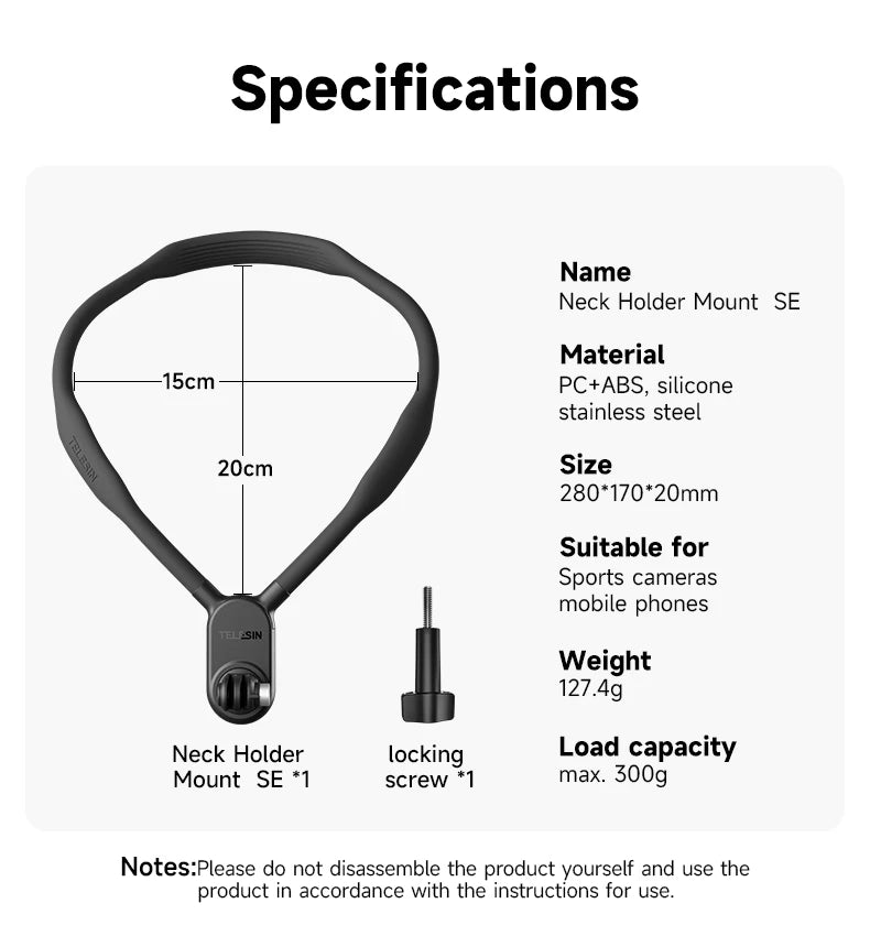TELESIN Boyun Tutucu Göğüs Montajı Aksiyon Kameraları için