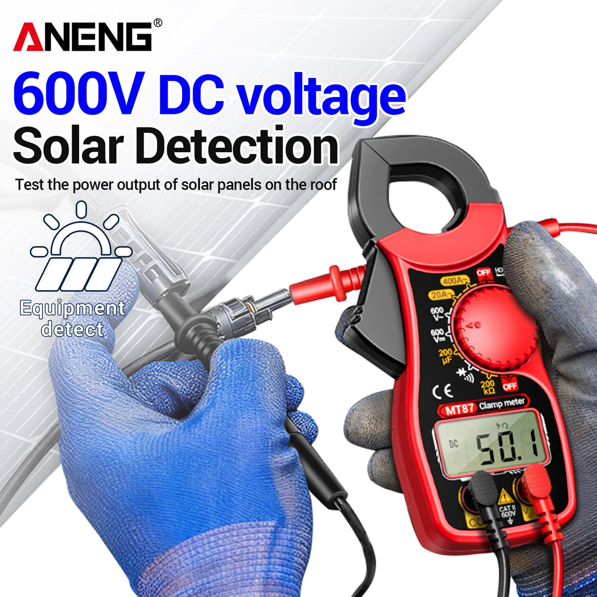 ANENG MT87 Clamp Meter, 400 A AC, 1999 Counts, NCV and Data Hold