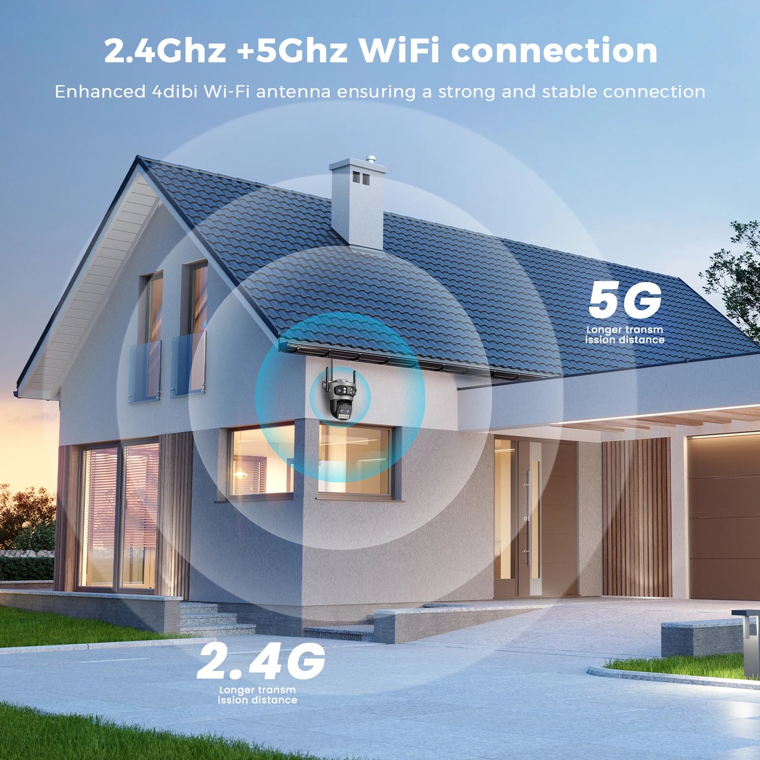 20MP 10K PTZ WiFi biztonsági kamera 4-lencsés 360° automatikus követéssel