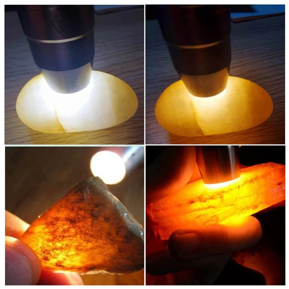 4-v-1 detektor nefritu, svetlo UV 365 nm, nabíjateľná baterka