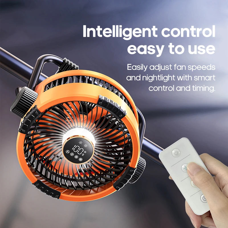20000mAh Outdoor Camping Fan with LED Light and Remote Control