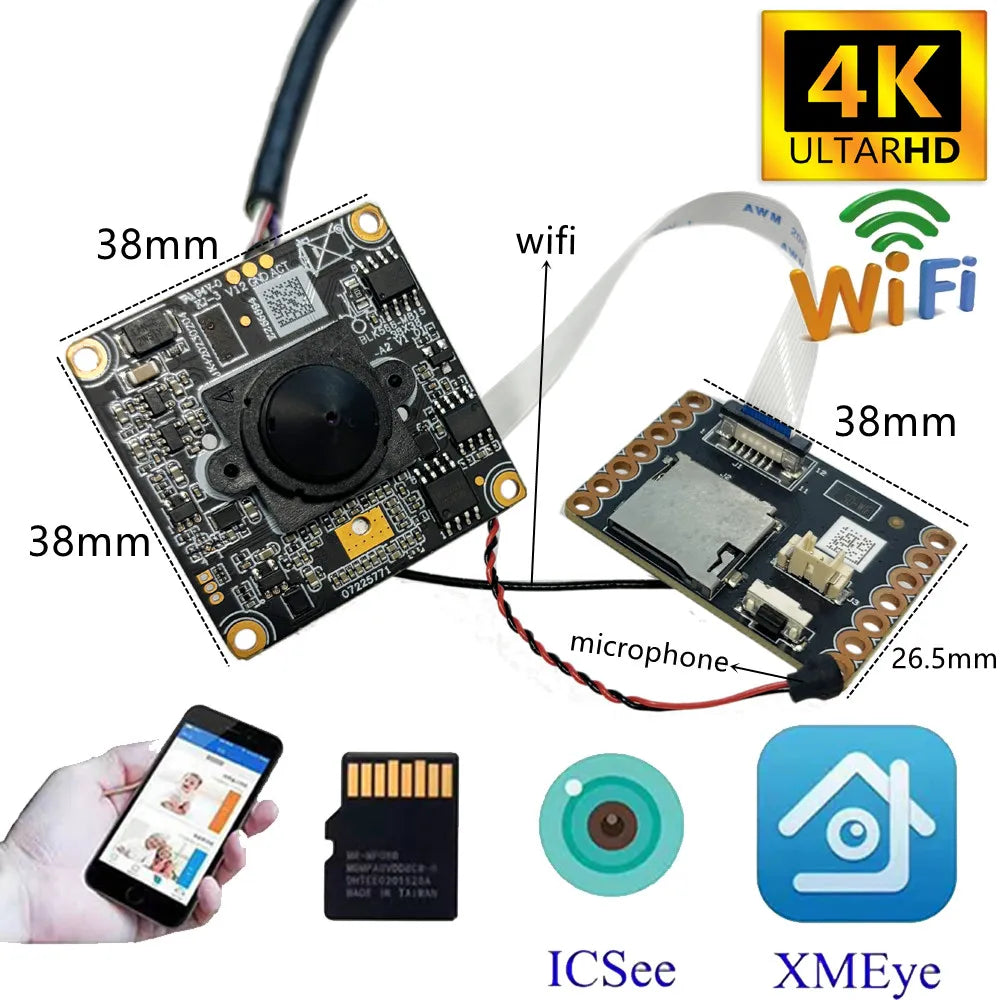 IMX415 4K WiFi IP Camera Module 8MP Starlight Mini Lens