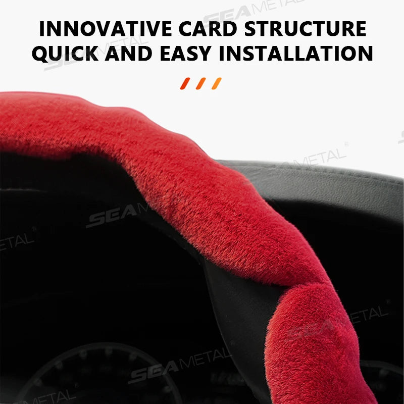 SEAMETAL Winter Steering Wheel Cover Shell Thicken Plush Warm Steering Protector Anti Scratch Car Steer Wheel Cover Non-Slip