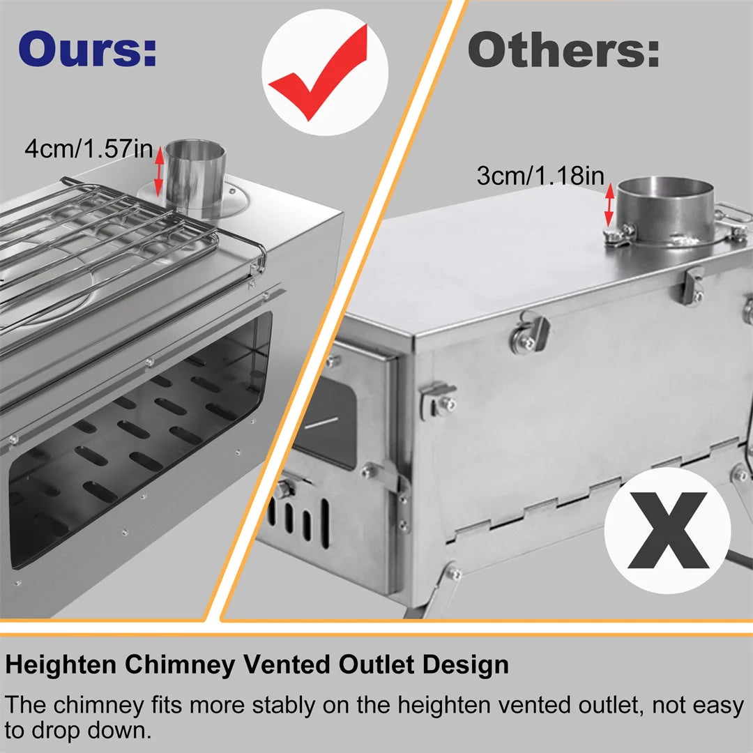 Wood Burning Stove for Camping, Tent Heating and Cooking