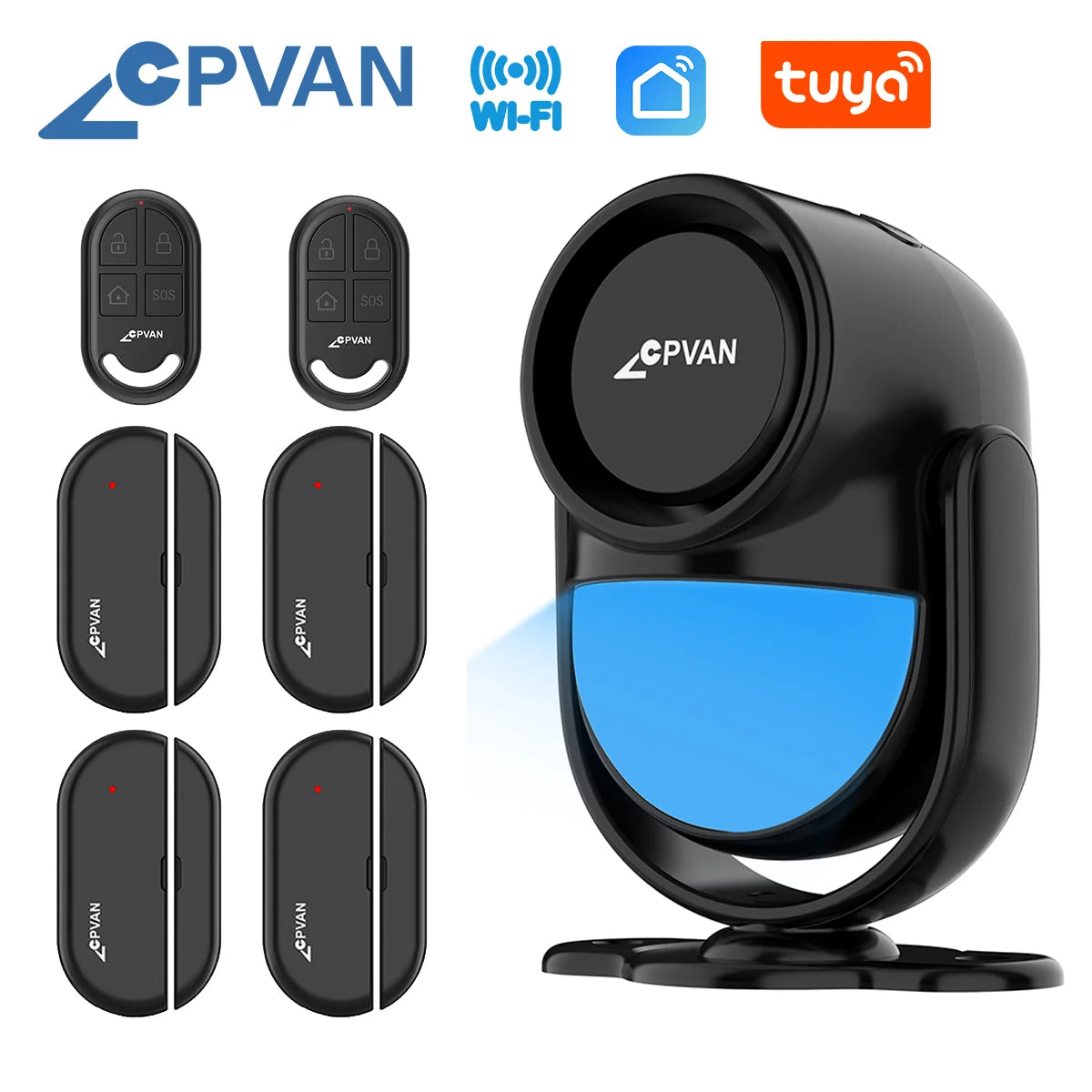 CPVAN Smart RV Alarm System With remote control and door sensor wireless WIFI Tuya Motion sensor Alarm 120dB motion detector