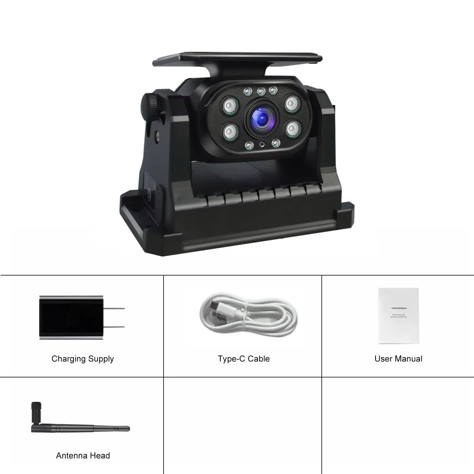 Wireless WiFi Solar Power Magnetic Reverse Backup Camera Mobile Phone iPhone Android With Built-In Battery for Truck Camper