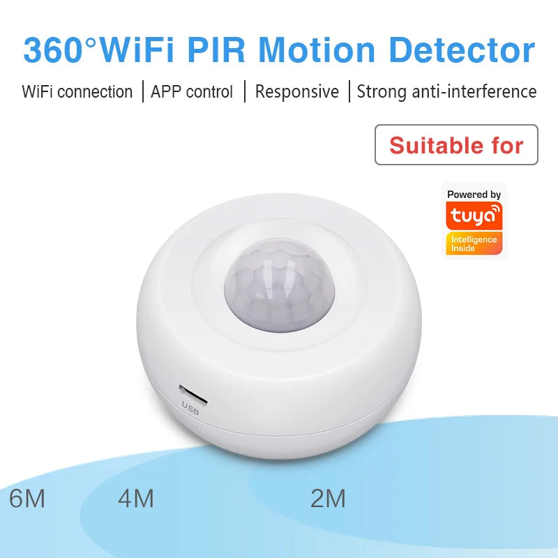 Tuya WiFi Smart PIR Motion Detection Sensor Security Burglar Alarm Sensor Smart Life App Control Support Alexa Google Home