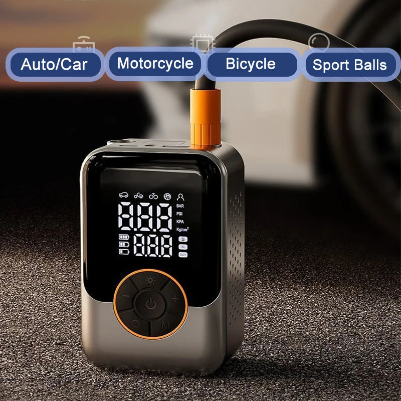 Portable Air Pump Wireless Car Tire Inflator Electric Air Compressor LCD Display Air Injector for Bike Car Motorcycle Tyre Ball